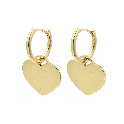 Brass Heart Hoop Earrings EJEW-L261-022G-1