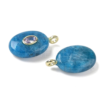 Natural Apatite & Cubic Zirconia Pendants G-Z076-01G-16-1