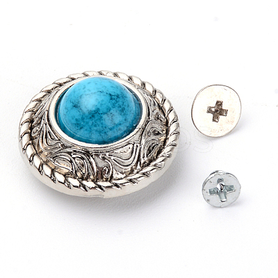 Alloy & Imitation Turquoise Craft Solid Screw Rivet PALLOY-WH0084-25AS-1