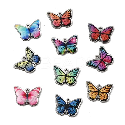 304 Stainless Steel Enamel Pendants STAS-H247-14P-1