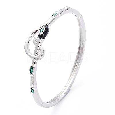 Cubic Zirconia Snake Hinged Bangle with Enamel BJEW-G673-03P-1