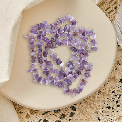 2 Strands Natural Amethyst Chip Beads Strands G-PA0001-57-1