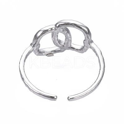 Non-Tarnish 304 Stainless Steel Interlocking Oval Open Cuff Ring RJEW-T023-79P-1