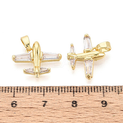 Brass Micro Pave Cubic Zirconia Pendants KK-T073-51G-1