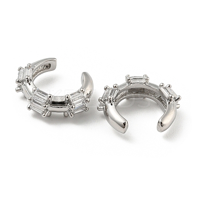 Brass Micro Pave Cubic Zirconia Cuff Earrings EJEW-E299-01P-1