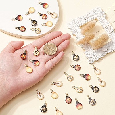30Pcs 6 Styles Printed Alloy Enamel Pendants ENAM-CJ0005-11-1