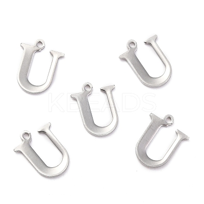 Tarnish Resistant 304 Stainless Steel Alphabet Charms STAS-H122-U-P-1