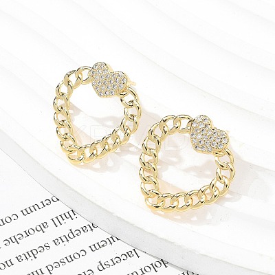 Rack Plating Brass Micro Pave Clear Cubic Zirconia Stud Earrings for Women EJEW-C125-18G-1