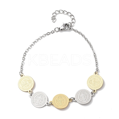 Religion 304 Stainless Steel Link Bracelets for Women BJEW-F524-03GP-1
