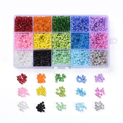15 Colors 6/0 Glass Seed Beads SEED-X0052-04-4mm-1