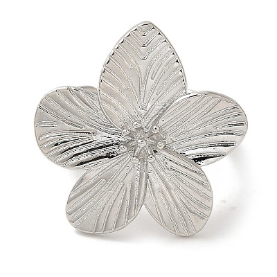 Flower Rack Plating Brass Cuff Rings for Women RJEW-G323-07P-1