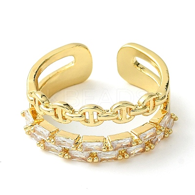 Brass Micro Pave Cubic Zirconia Ring RJEW-Z033-06G-1