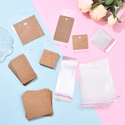 100Pcs Kraft Paper Single Earring Display Cards with Hanging Hole CDIS-YW0001-21-1
