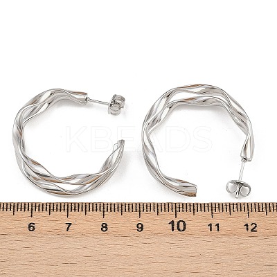304 Stainless Steel Two-layer C-Shaped Stud Earrings EJEW-P324-11P-1