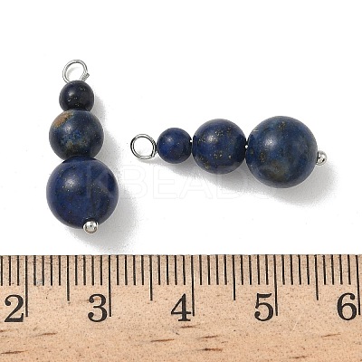 Natural Lapis Lazuli Round Beaded Pendants PALLOY-JF02867-12-1