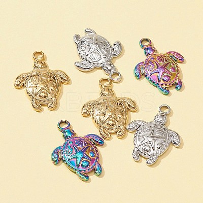 6Pcs 3 Colors 201 Stainless Steel Pendants STAS-FS0001-31-1