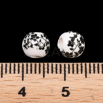 Floral Printed Porcelain Beads PORC-Q201-6mm-5-1