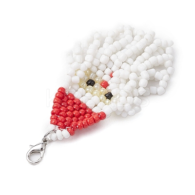 Christmas Santa Claus Glass Seed Beads Pendant Decorations HJEW-JM02353-1