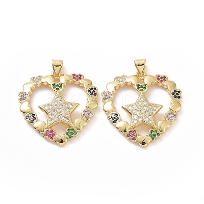 Brass Micro Pave Cubic Zirconia Pendants ZIRC-F134-02G-01-1