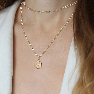 4Pcs 4 Style Stainless Steel Hexagon with Initial Letter A Pendant Necklaces Set NJEW-AN0001-08-1