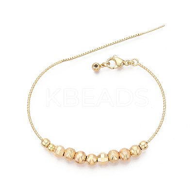 Adjustable Brass Beaded Slider Bracelets for Women BJEW-T022-22G-1