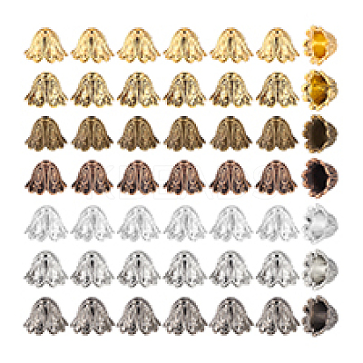 112Pcs 7 Colors Tibetan Style Alloy Bead Caps FIND-PH0023-83-1
