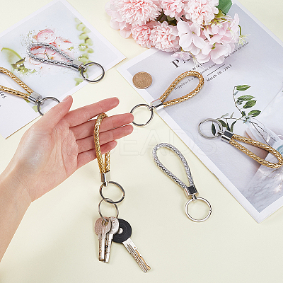 20Pcs 2 Colors Braided PU Leather Keychain KEYC-CP0001-20-1