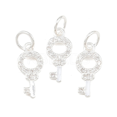 925 Sterling Silver Pave Clear Cubic Zirconia Key Charms STER-A049-07S-1