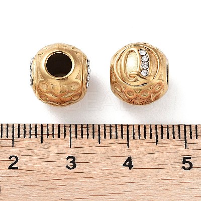 Ion Plating(IP) 304 Stainless Steel Rhinestone European Beads STAS-A092-10Q-G-1