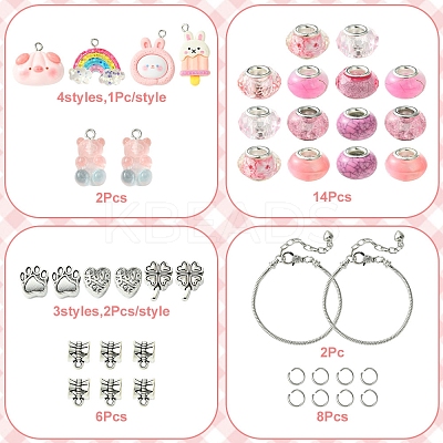 DIY Cartoon Resin & Alloy European Beads Bracelets Making Kits DIY-FS0007-21-1