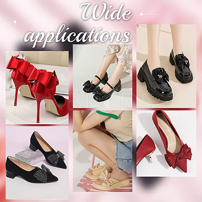 2 Pairs 2 Colors Cloth Bowknot Bridal Shoe Decoration with Plastic Imitation Pearl AJEW-PH0018-04-1