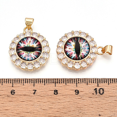 Brass Micro Pave Clear Cubic Zirconia Pendants for Women KK-T070-92A-03-1