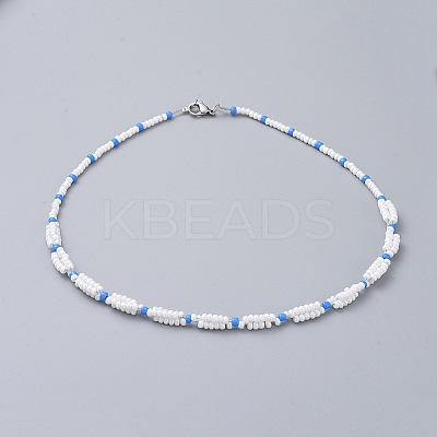 Glass Seed Beaded Necklaces NJEW-JN02596-1