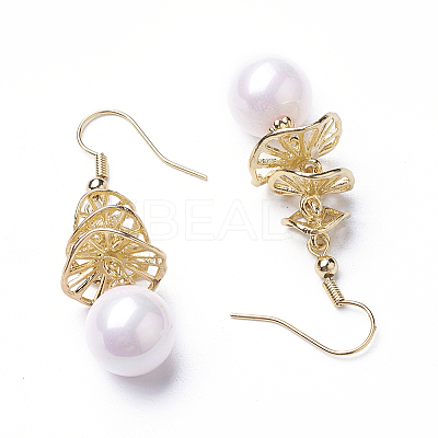 (Jewelry Parties Factory Sale)Synthetic Shell Pearl Dangle Earrings EJEW-P179-03G-04-1