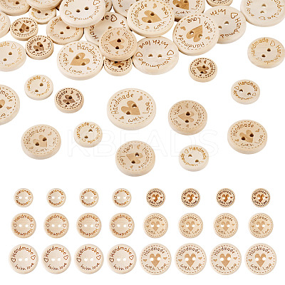 120Pcs 6 Styles Wooden Buttons BUTT-TA0001-33-1