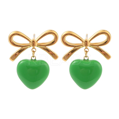 Heart Resin Stud Earrings EJEW-Z064-04G-1
