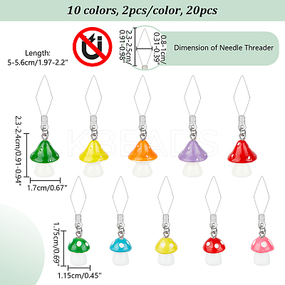 20Pcs 10 Style Mushroom 304 Stainless Steel Threader DIY-AB00056-1
