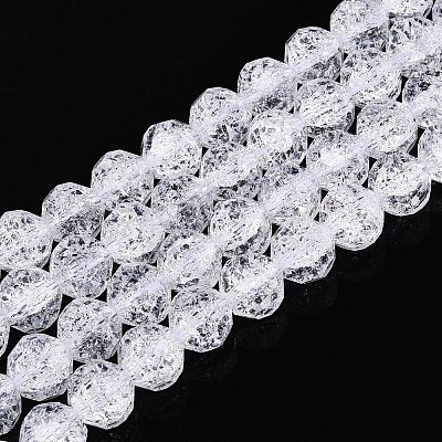 Transparent Crackle Glass Beads Strands GLAA-N053-8mm-11-1