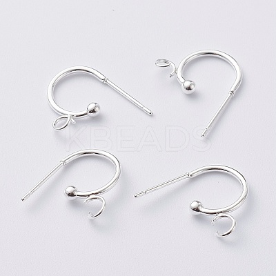 304 Stainless Steel Half Hoop Earrings LS-X-STAS-Z028-B02-S-1