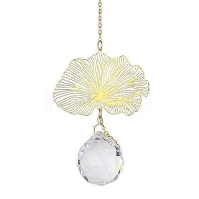 Brass Hollow Lotus Leaf Hanging Ornaments LS-HJEW-E012-03G-02-1