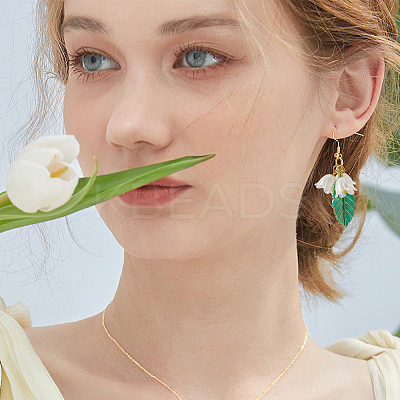 2 Pairs 2 Styles Alloy Enamel Dangle Earrings EJEW-HS00006-1