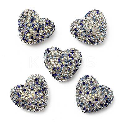 Sparkling Acrylic Heart Beads with Rhinestone Embellishment OACR-NH0001-02B-04-1
