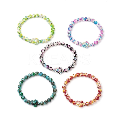 Synthetic Dyed Turquoise Beaded Stretch Bracelets for Women Men BJEW-JB11549-1