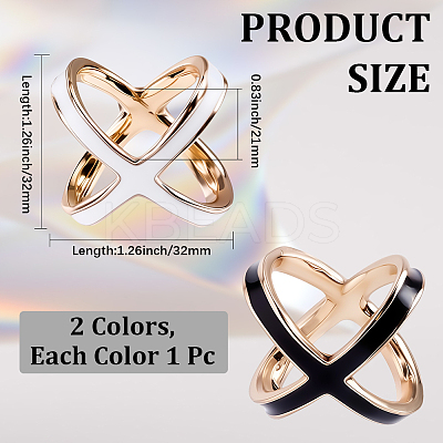 2Pcs 2 Colors Alloy Enamel Scarf Ring Clip for Women AJEW-CY0001-71-1