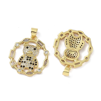 Rack Plating Brass Micro Pave Cubic Zirconia Pendants KK-K341-54G-03-1