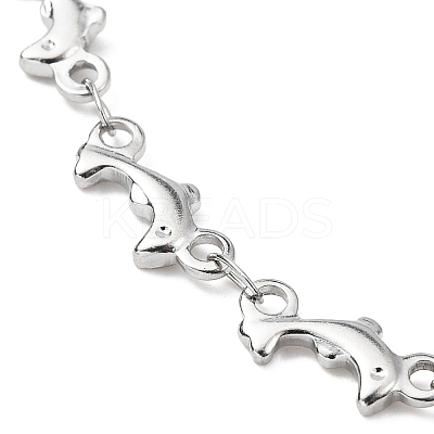 304 Stainless Steel Dolphin Link Chain Anklet AJEW-AN00559-1
