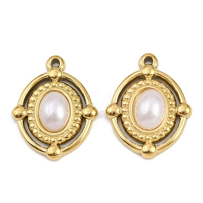 304 Stainless Steel ABS Imitation Pearl Pendants STAS-Z166-21F-G-1