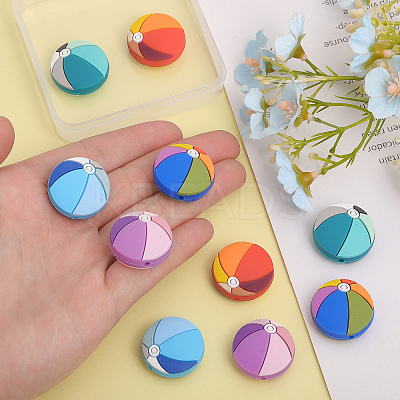 10Pcs 5 Colors Food Grade Eco-Friendly Silicone Beads SIL-CA0002-28-1