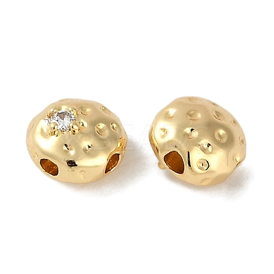 Brass Micro Pave Cubic Zirconia Beads KK-P283-22G-1
