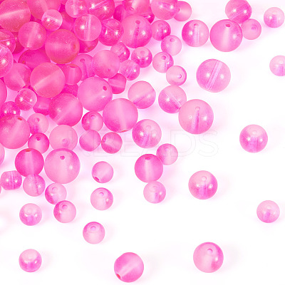 300Pcs Frosted Transparent Glass Beads GLAA-TA0002-78B-1